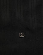 Black Silk Blend Henley Pullover Men Sweater