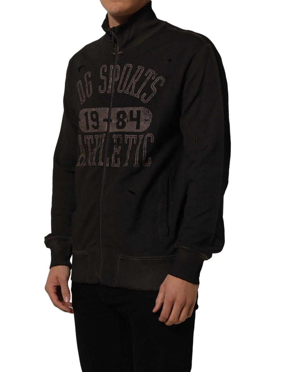 Brown Logo Print Full Zip Sweatshirt Sweater