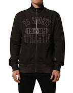 Brown Logo Print Full Zip Sweatshirt Sweater