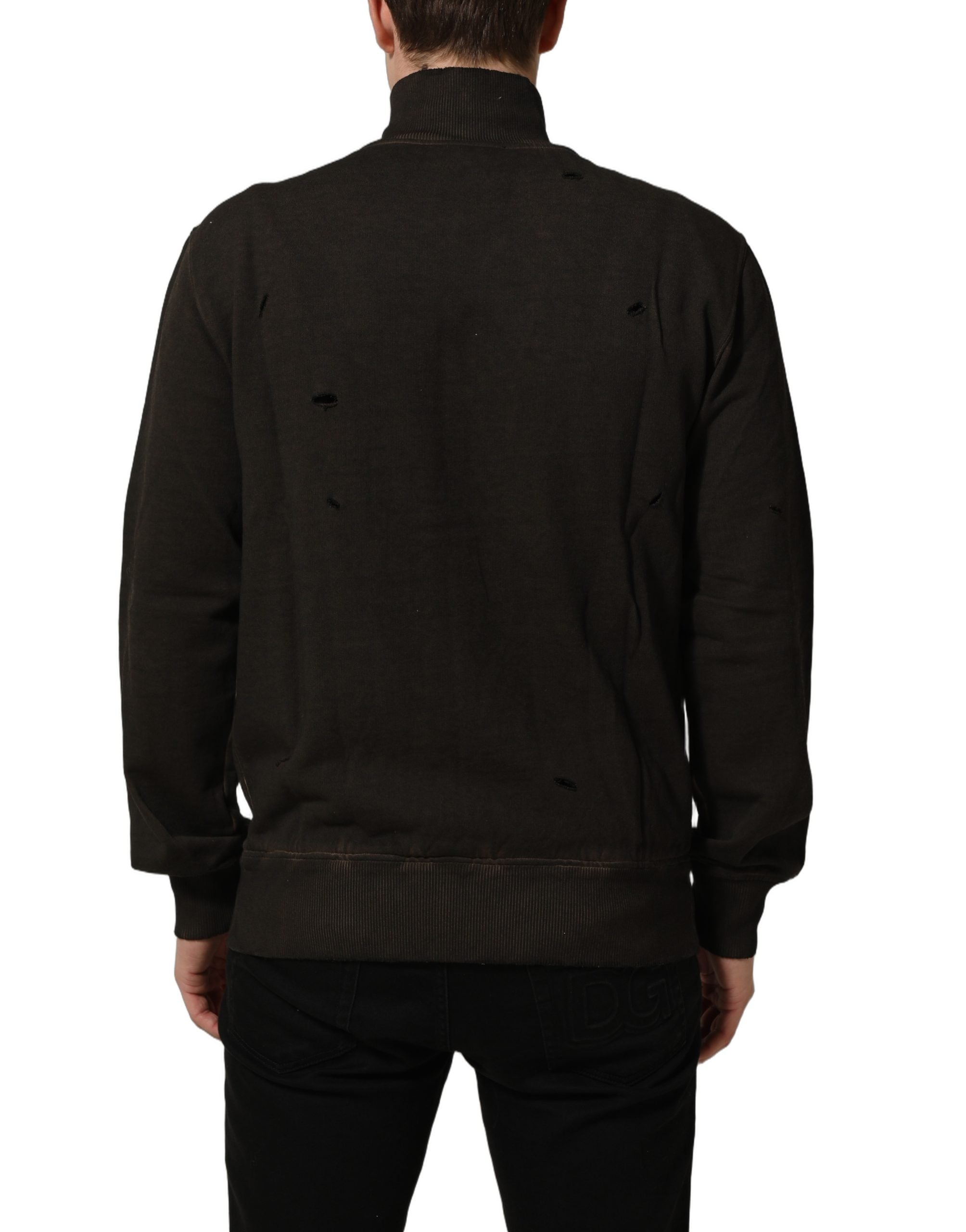 Brown Logo Print Full Zip Sweatshirt Sweater