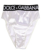 White Satin High-Waist Brief Logo Women Underwear
