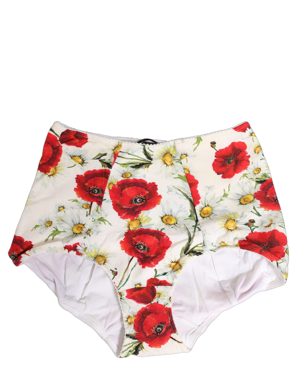 White Nylon Floral High Waisted Girdle Underwear