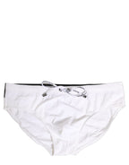 White Stretch Drawstring Swim Brief Swimwear