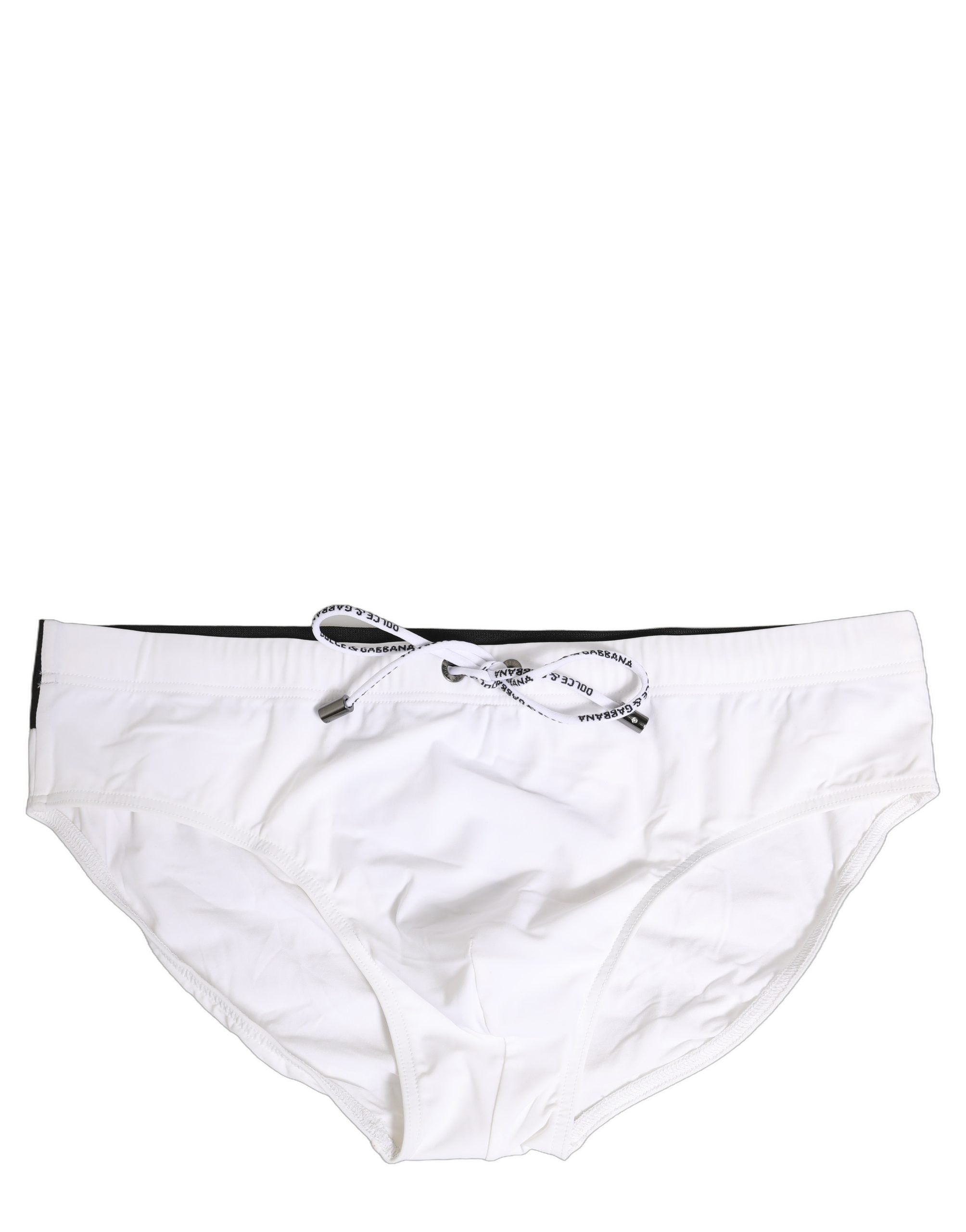 White Stretch Drawstring Swim Brief Swimwear