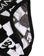Black White Logo Checkered Midi Brief Underwear