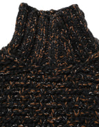 Brown Wool Knit Turtleneck Pullover Sweater