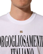 White Logo Round Neck Short Sleeves T-shirt