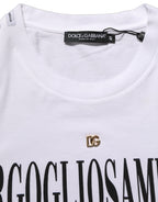 White Logo Round Neck Short Sleeves T-shirt