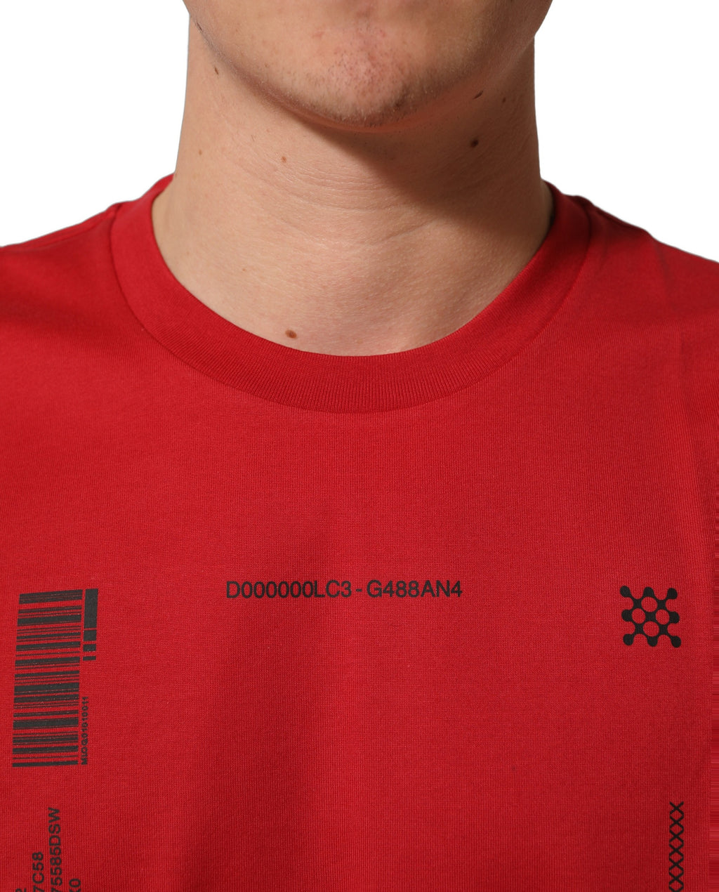 Red Cotton Graphic Print Crew Neck T-shirt