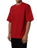 Red Cotton Graphic Print Crew Neck T-shirt