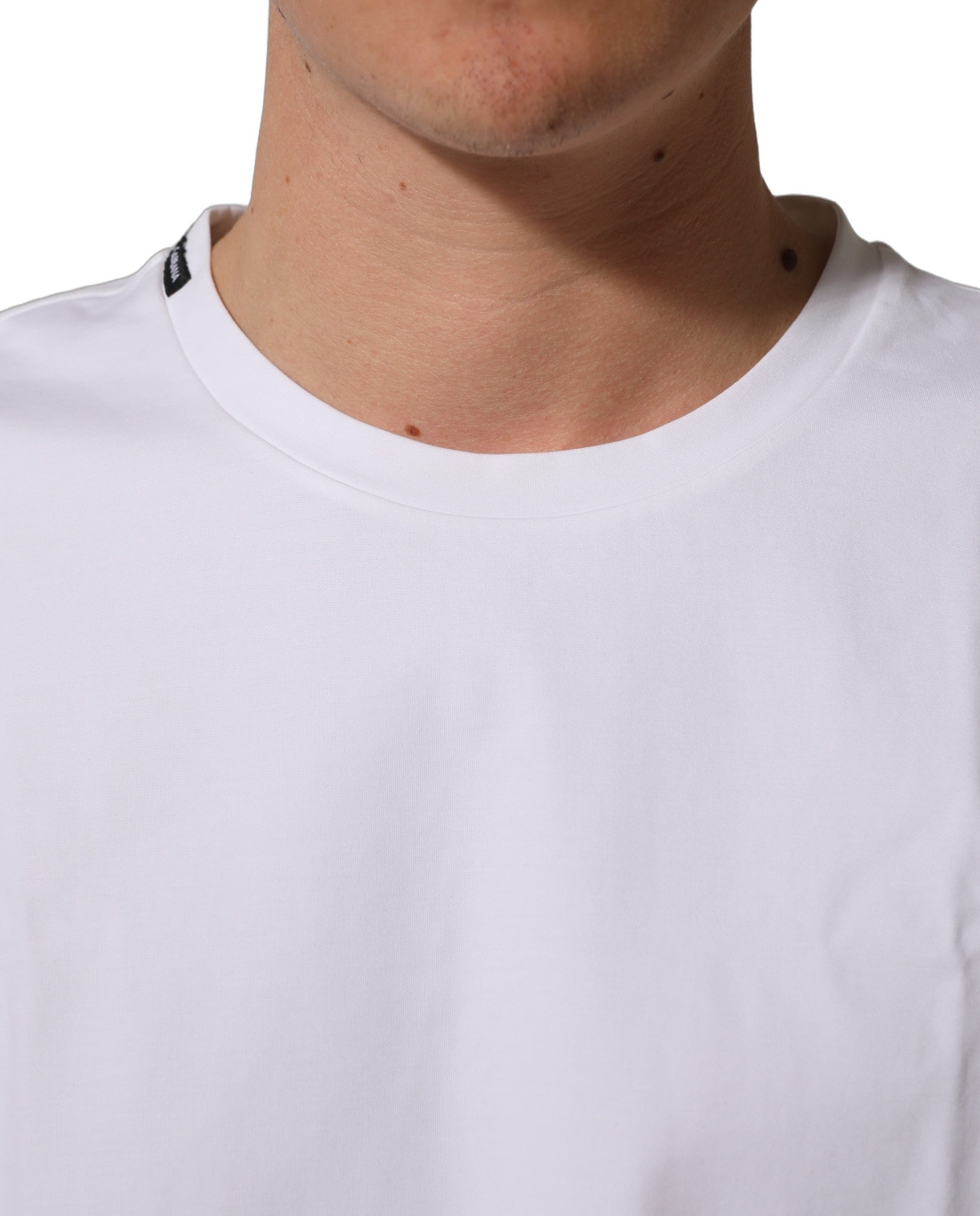 White Cotton Short Sleeves Crew Neck T-shirt