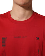 Red Cotton Graphic Print Crew Neck T-shirt