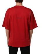 Red Cotton Graphic Print Crew Neck T-shirt
