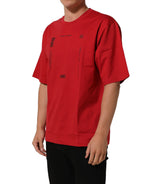 Red Cotton Graphic Print Crew Neck T-shirt