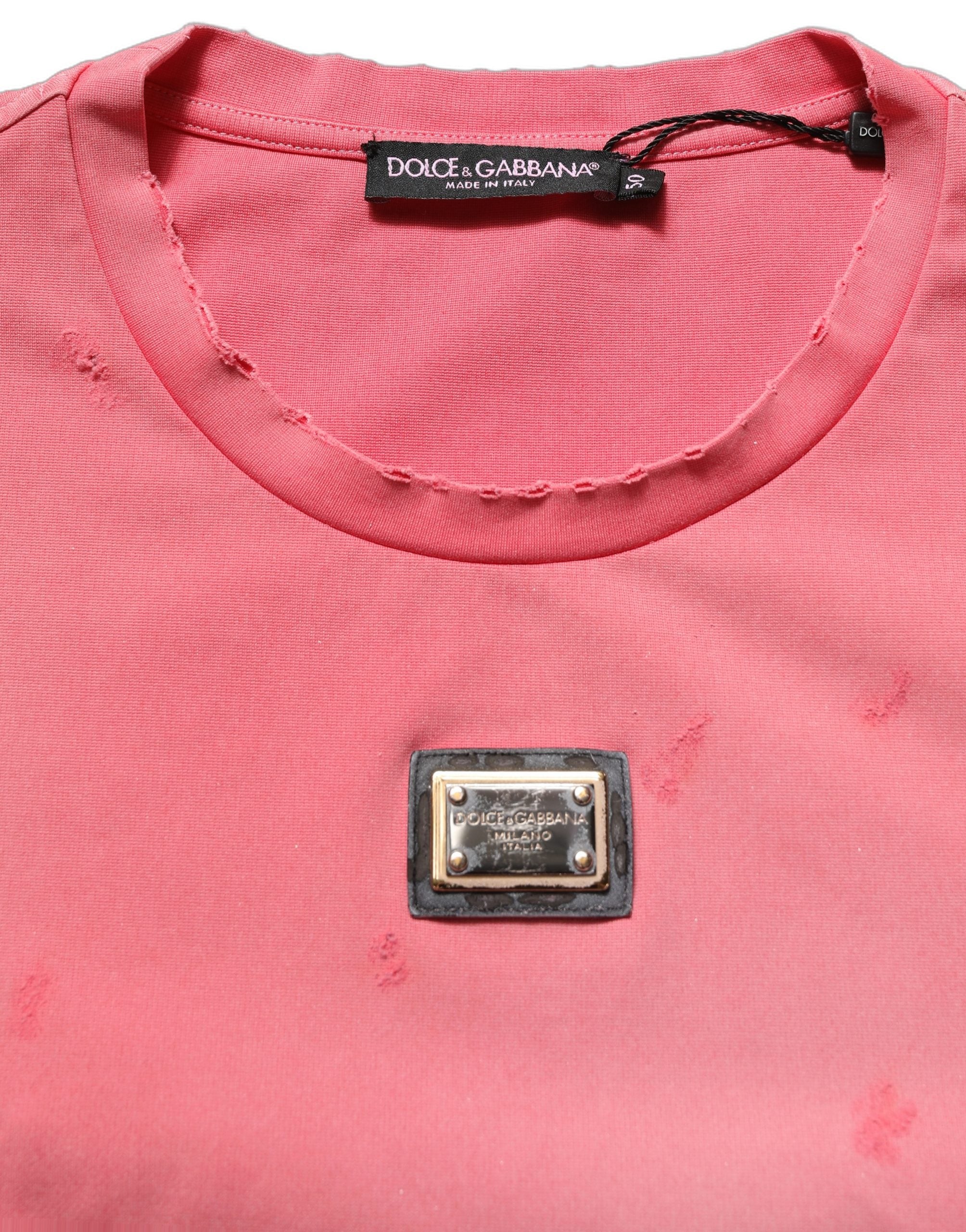 Pink Re-Edition Distressed Crew Neck T-shirt