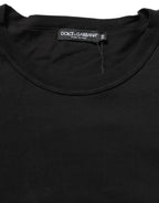 Black Cotton Short Sleeves CrewNeck T-shirt