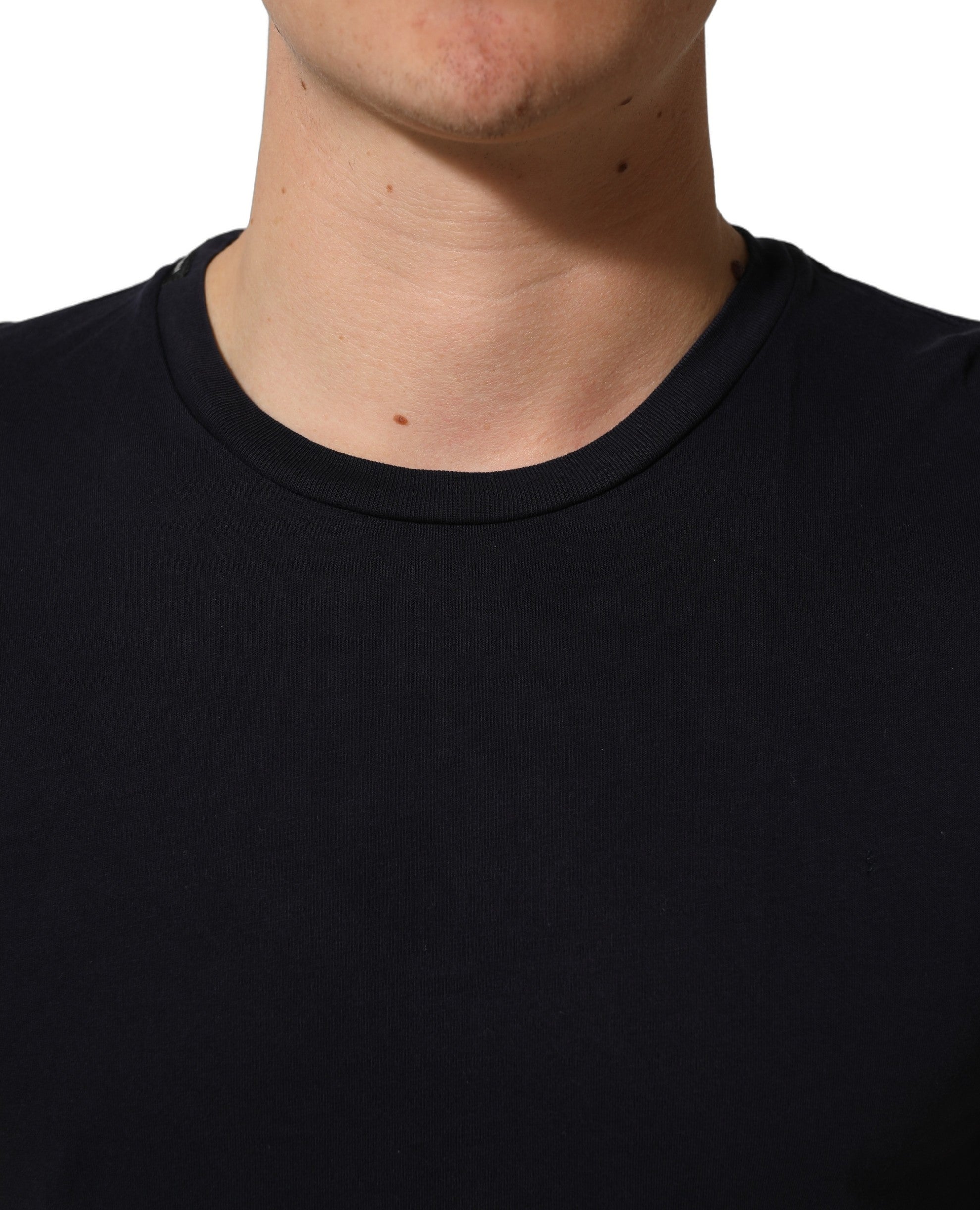 Black Cotton Short Sleeves Crew Neck T-shirt