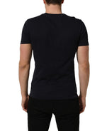 Black Cotton Short Sleeves Crew Neck T-shirt