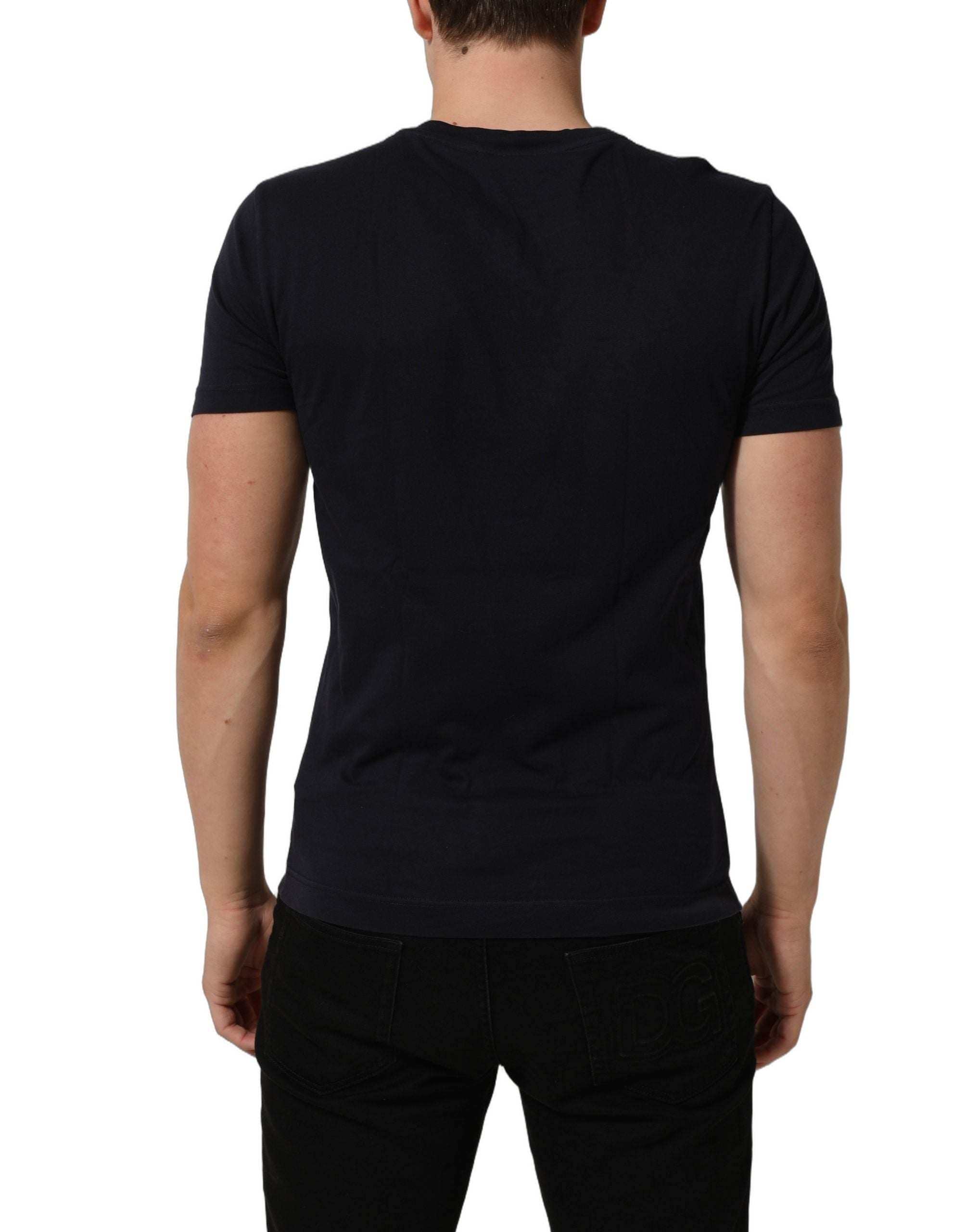 Black Cotton Short Sleeves Crew Neck T-shirt
