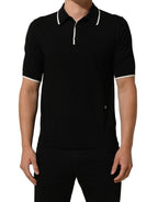Black Cotton Collared Short Sleeves Polo T-shirt