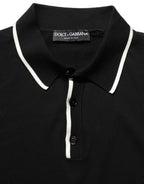Black Cotton Collared Short Sleeves Polo T-shirt