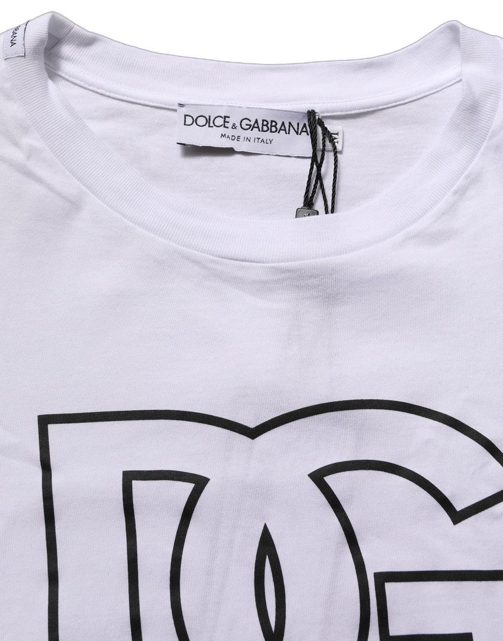 White DG Logo Print Short Sleeves Men T-shirt