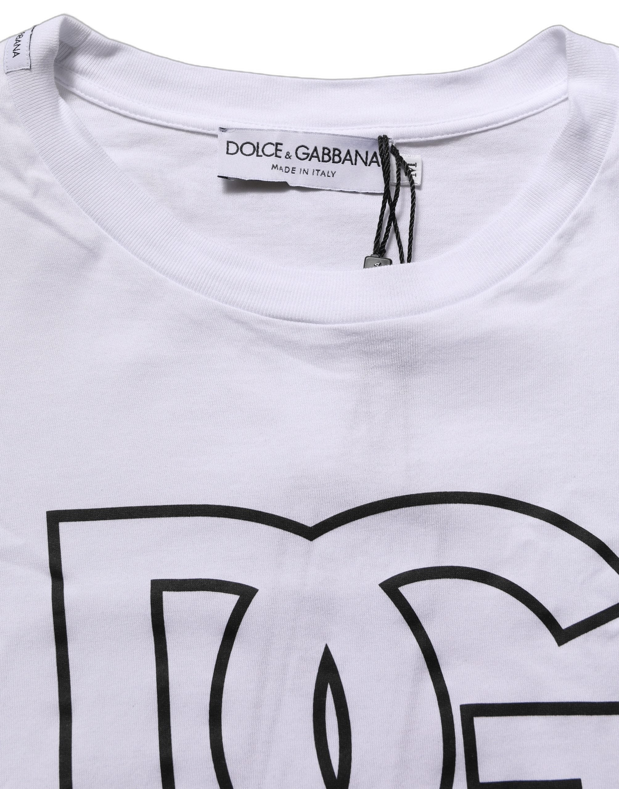 White DG Logo Print Short Sleeves Men T-shirt