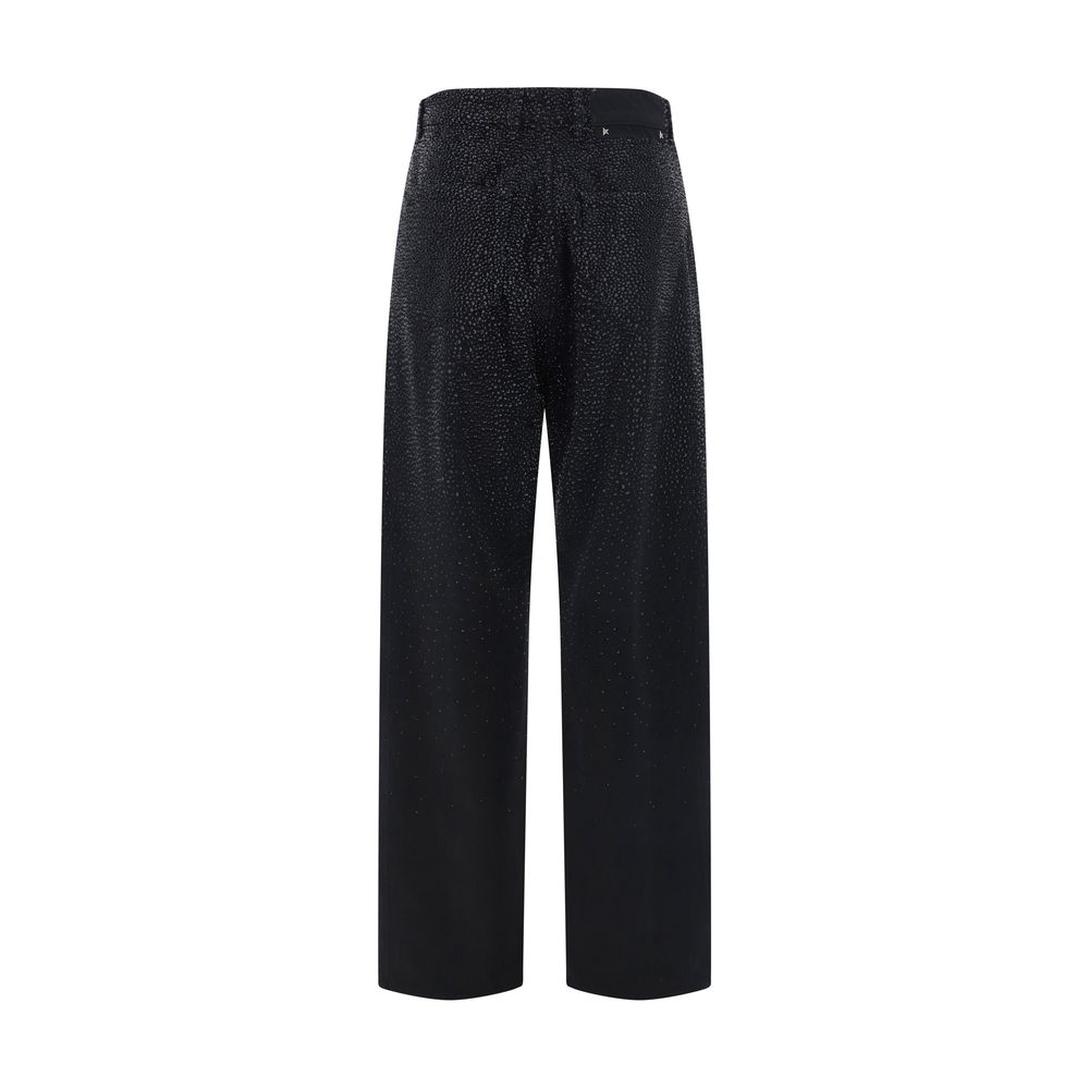 Black Cotton Casual Pants