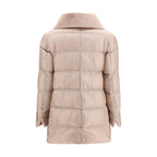 Beige Goose Down Full-Length Jacket