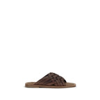 Brown Calf Leather Bos Taurus Flat Sandals