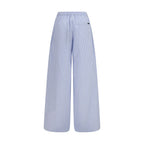 Blue Cotton Casual Pants