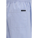 Blue Cotton Casual Pants