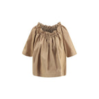 Beige Cotton Shortsleeve Shirt