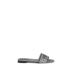 Blue Cotton Flat Sandals