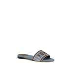 Blue Cotton Flat Sandals