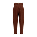 Brown Cotton Casual Pants