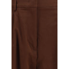 Brown Cotton Casual Pants