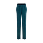 Blue Silk Casual Pants