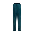 Blue Silk Casual Pants