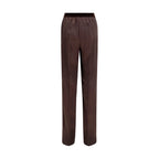 Brown Silk Casual Pants