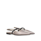 Beige Leather Ballet Flats
