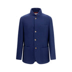 Blue Cashmere Full-Length Jacket