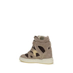 Beige Calf Leather Bos Taurus High Top Sneakers