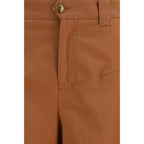 Orange Cotton Casual Pants