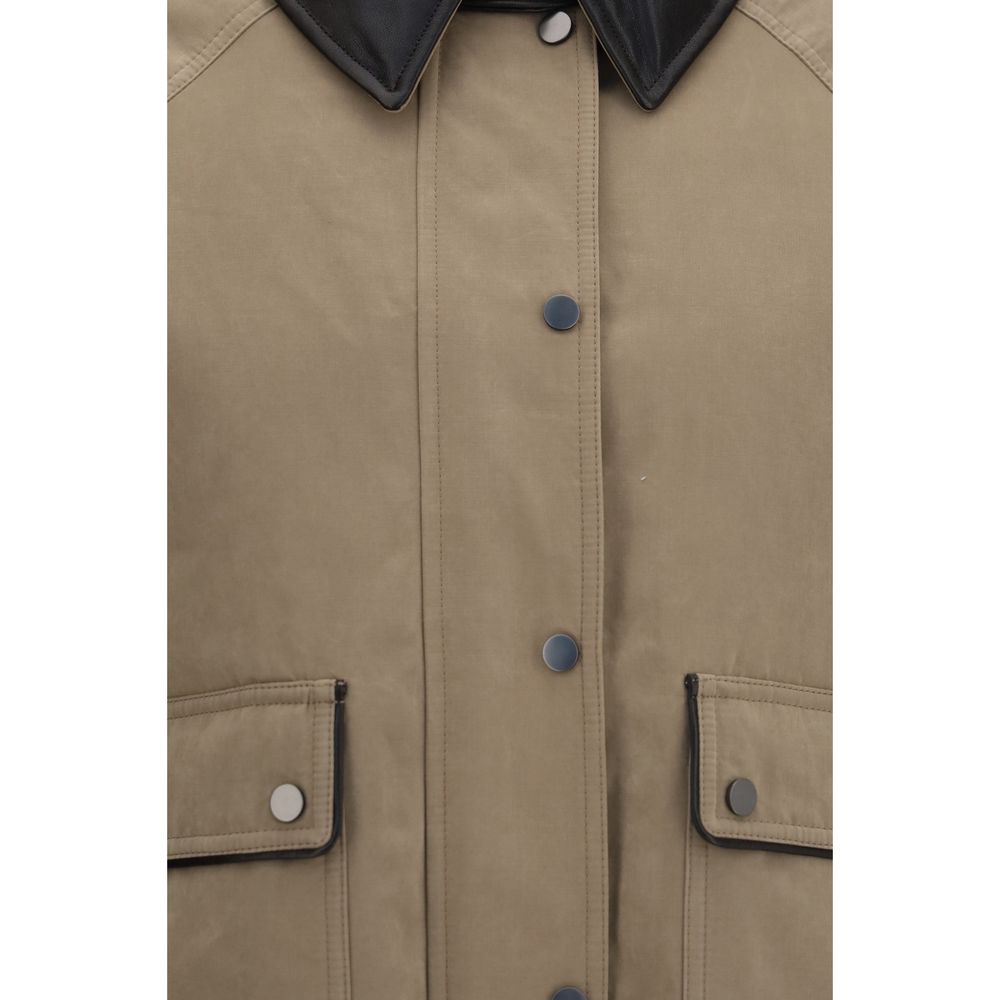 Beige Cotton Leather Jacket