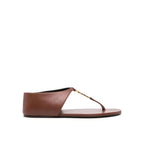 Brown Lamb Leather Flip-Flop Sandals
