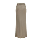 Beige Silk Long Skirt
