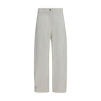 White Cotton Cropped Pants