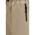 Beige Cotton Athletic Pants