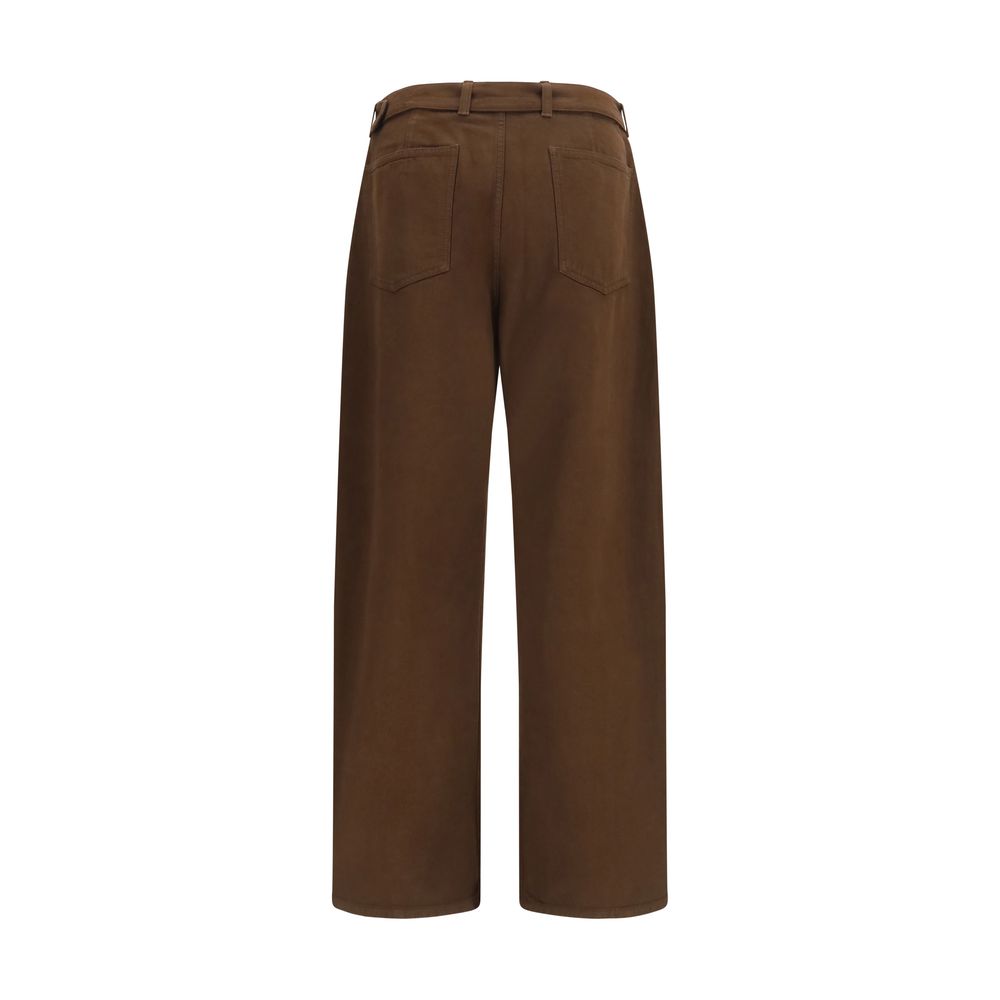 Brown Cotton Casual Pants
